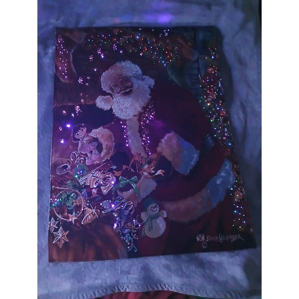 Dona Gelsinger Filling the Stocking Lighted Christmas Fabric Wall Tapestry